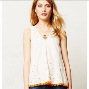 Anthropologie Vanessa Virginia Daisy Field lace embroidered tank top size 4